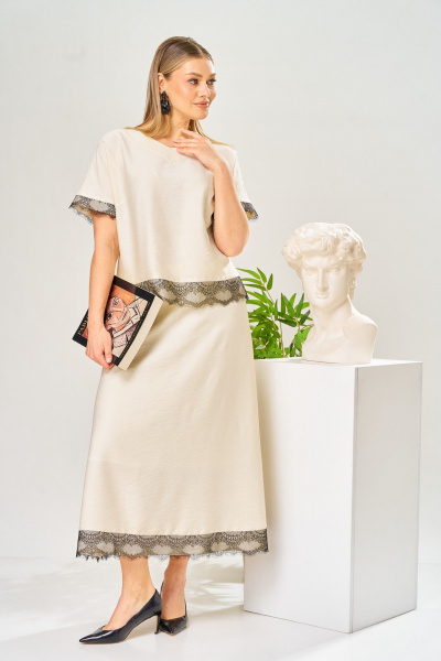 Блуза, юбка AVA fashion М-196 молочный - фото 13