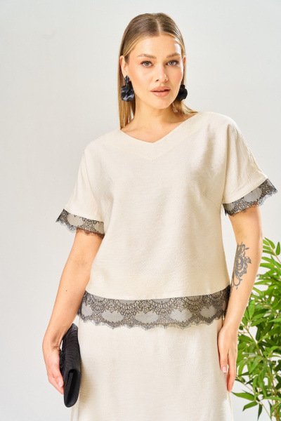 Блуза, юбка AVA fashion М-196 молочный - фото 9