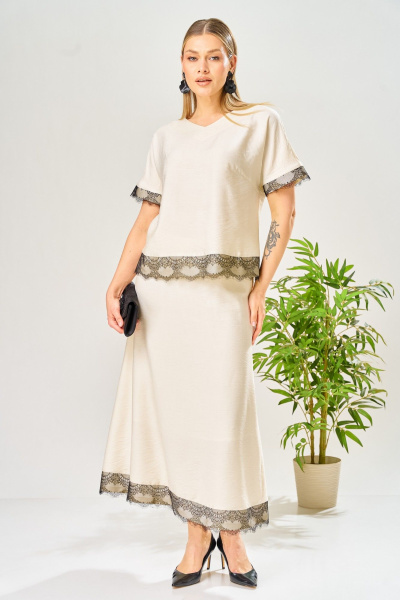 Блуза, юбка AVA fashion М-196 молочный - фото 7