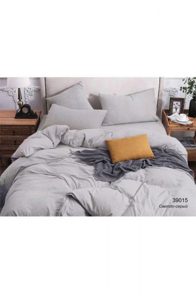Наволочка, пододеяльник, простыня СонМаркет Поплин 39015 светло-серый Евро - фото 1