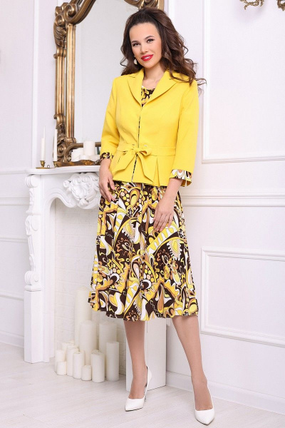 Жакет, платье Мода Юрс 2513-1 желтый - фото 1