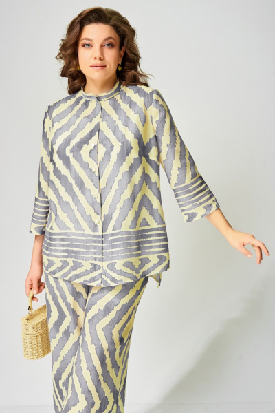 Блуза, брюки, топ Fita 1564 серо-лимонный - фото 4