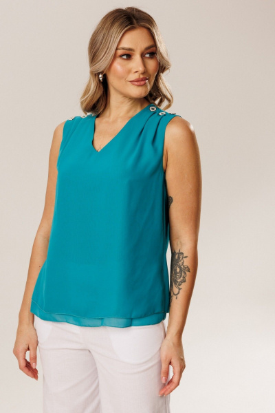 Блуза Faufilure С1736 бирюзовый - фото 2