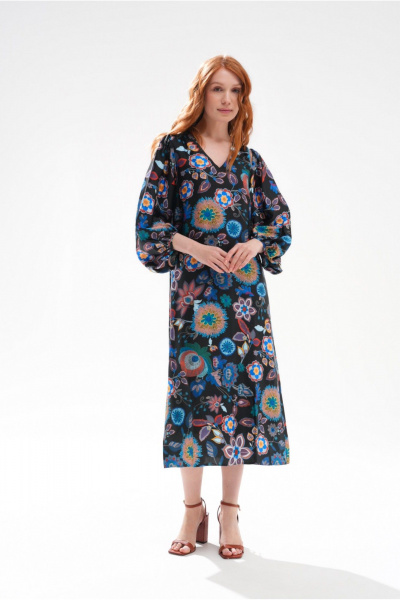 Платье Nelva 51724 черный_с_принтом - фото 1