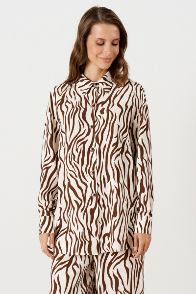 Блуза Nelva 23251 молочно-коричневый - фото 1