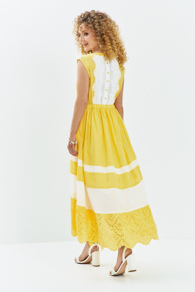 Платье Euromoda 712 желтый-белый - фото 3