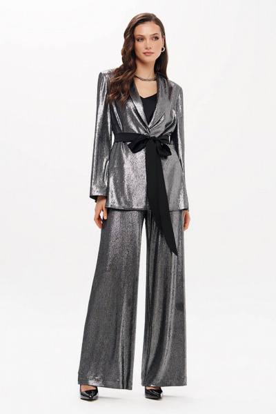 Брюки Nelva 31208 серебристо-черный - фото 1