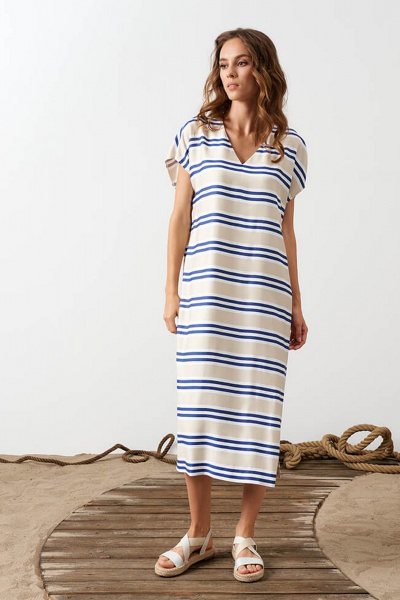 Платье Nelva 5158 бежевая-полоска - фото 3