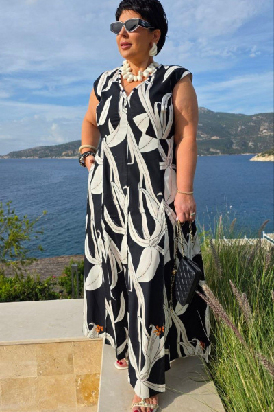 Платье Vittoria Queen 28133 черный_молочный_принт - фото 7