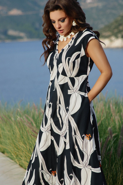 Платье Vittoria Queen 28133 черный_молочный_принт - фото 4