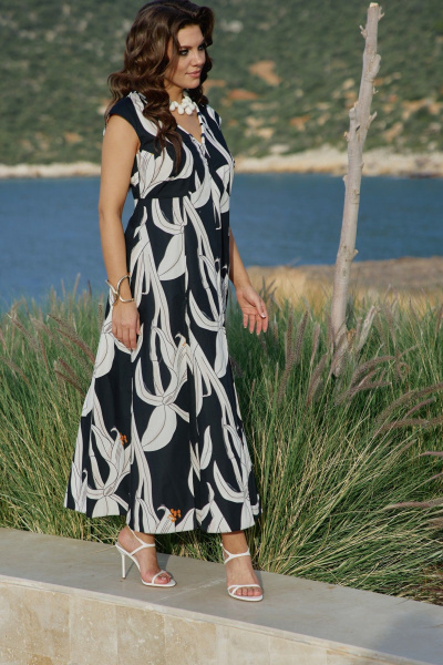 Платье Vittoria Queen 28133 черный_молочный_принт - фото 3