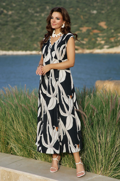 Платье Vittoria Queen 28133 черный_молочный_принт - фото 2