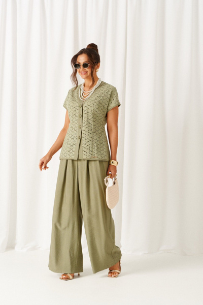 Брюки, жакет Beautiful&Free 6474 оливка - фото 3