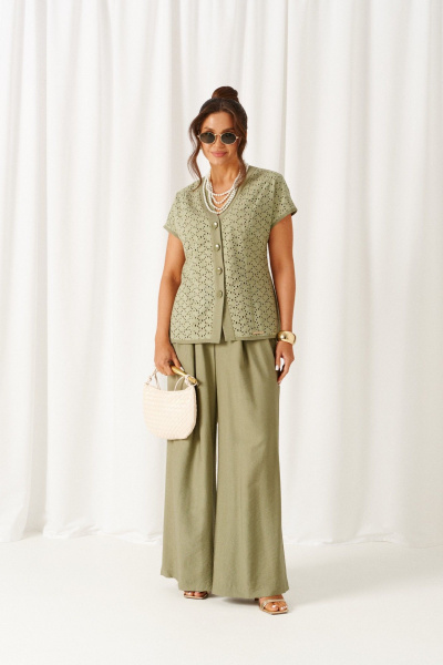 Брюки, жакет Beautiful&Free 6474 оливка - фото 1