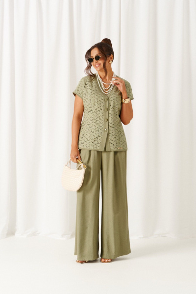 Брюки, жакет Beautiful&Free 6474 оливка - фото 2