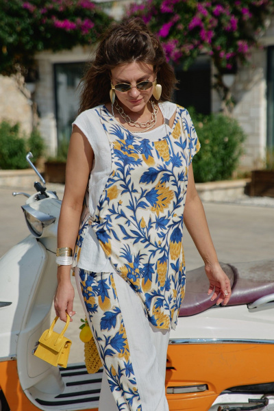 Блуза, брюки Vittoria Queen 28333 молочный_принт - фото 2