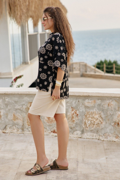 Блуза Vittoria Queen 28533бл черно-бежевый - фото 4