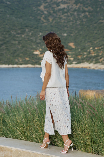 Блуза, юбка Vittoria Queen 28803 молочный-цветочный_принт - фото 7