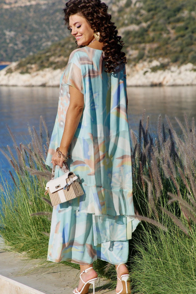 Блуза, брюки Vittoria Queen 29263 бирюзовый-мультиколор - фото 4