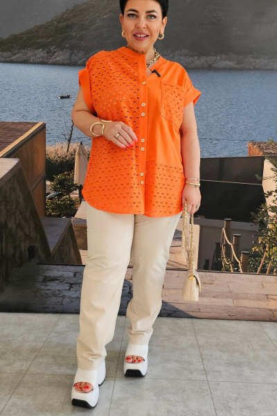 Блуза, брюки Vittoria Queen 29293 оранжевый_молочный - фото 5