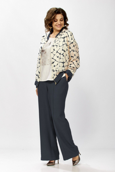 Брюки, бомбер, майка Милора-стиль 1454 темно-синий - фото 1