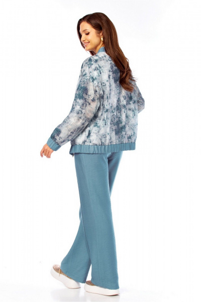 Брюки, бомбер, майка Милора-стиль 1454 синий+абстракция - фото 2