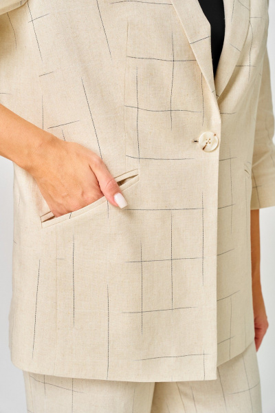 Брюки, жакет LeNata 20554 бежевый-в-клетку - фото 6