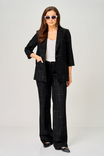 Брюки, жакет LeNata 20554 черный-в-клетку - фото 1