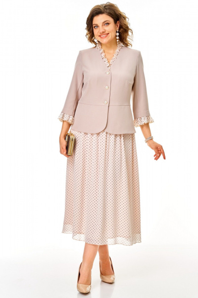 Жакет, юбка Aira Style 24144 бежевый - фото 8