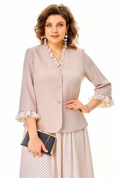 Жакет, юбка Aira Style 24144 бежевый - фото 6