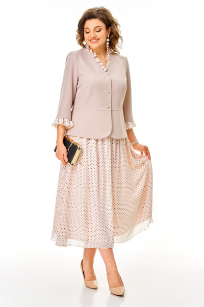 Жакет, юбка Aira Style 24144 бежевый - фото 5