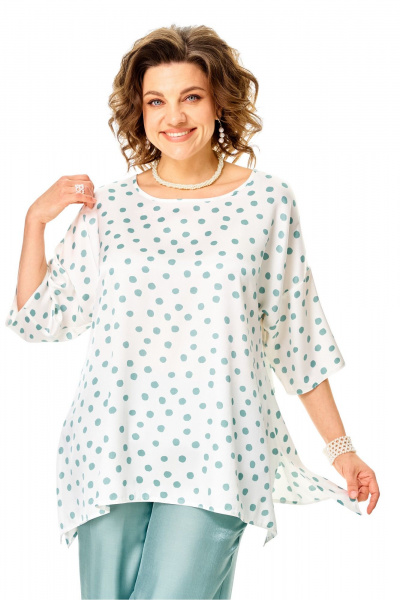 Блуза, брюки Anastasia 1341 бирюзовый-горох - фото 11