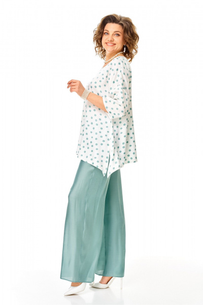 Блуза, брюки Anastasia 1341 бирюзовый-горох - фото 5