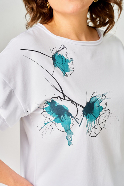 Джемпер Rumoda 2069 белый/бирюза - фото 9