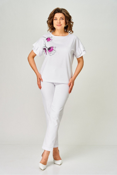 Джемпер Rumoda 2069 белый/лаванда - фото 9