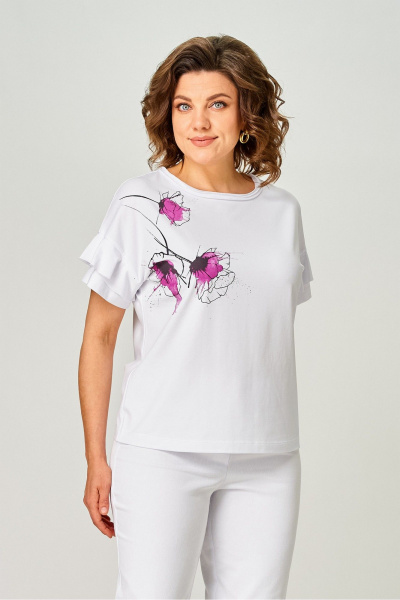 Джемпер Rumoda 2069 белый/лаванда - фото 7