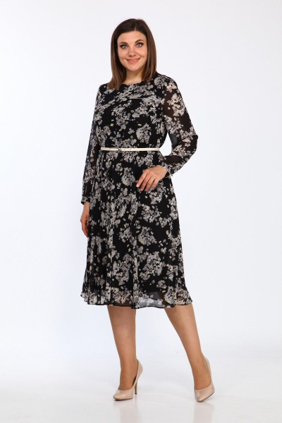 Платье Lady Style Classic 2205/4 черный-бежевый - фото 2