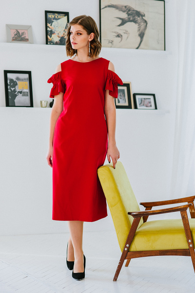 Платье ELLETTO 1621 красный - фото 1