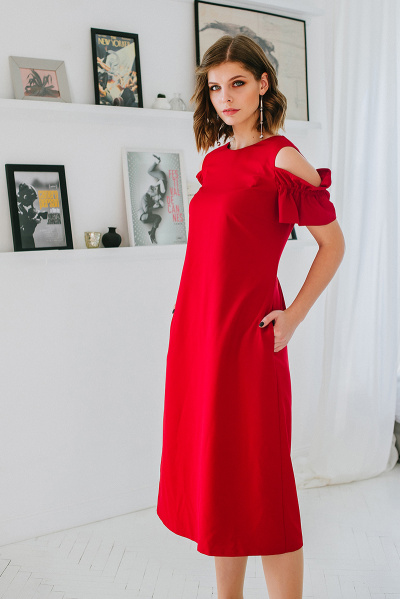 Платье ELLETTO 1621 красный - фото 2