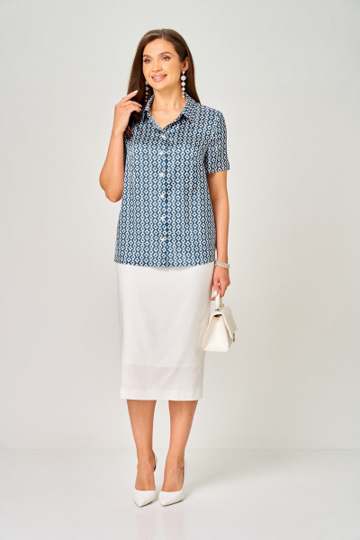 Блуза LeNata 12552 синий-ромб - фото 9