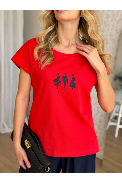 Блуза, брюки Dilana VIP 2139 красная_блуза+синие_брюки - фото 21