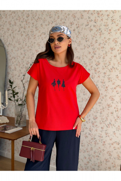 Блуза, брюки Dilana VIP 2139 красная_блуза+синие_брюки - фото 19
