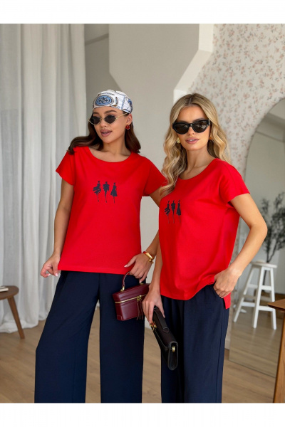 Блуза, брюки Dilana VIP 2139 красная_блуза+синие_брюки - фото 10