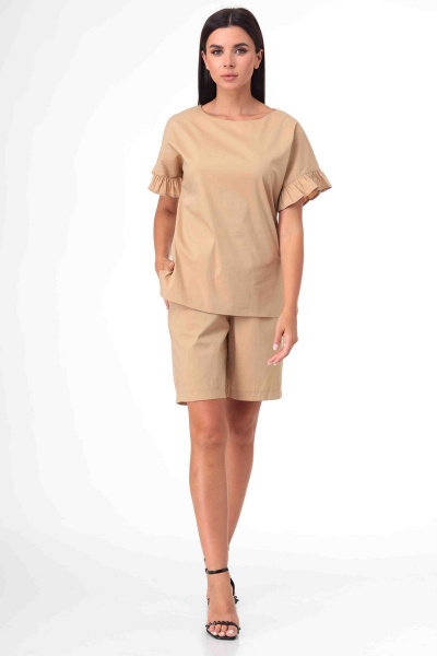 Блуза, шорты Talia fashion 360 бежевый - фото 3