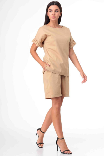 Блуза, шорты Talia fashion 360 бежевый - фото 1