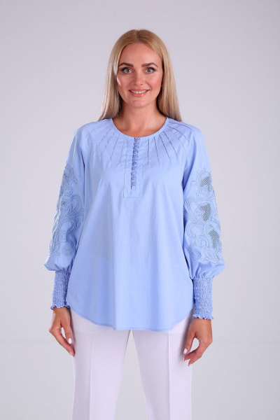 Блуза SandyNa 13955 голубой - фото 5