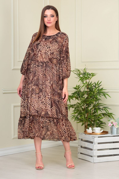 Платье ANASTASIA MAK 824 коричневый - фото 1