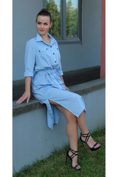Платье Arisha 1253 голубой - фото 6