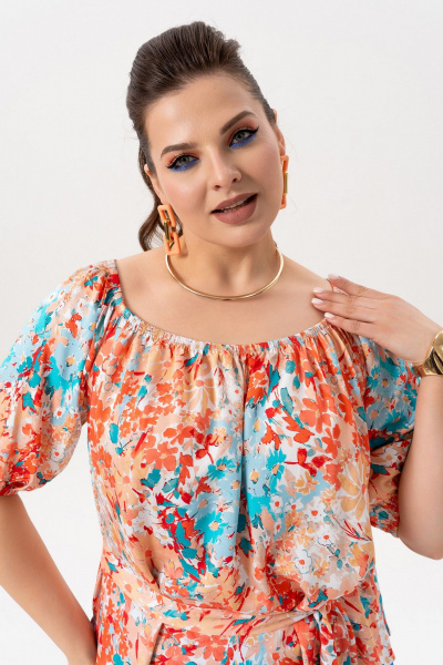 Блуза, брюки Andina 981 цветы-индиго - фото 10