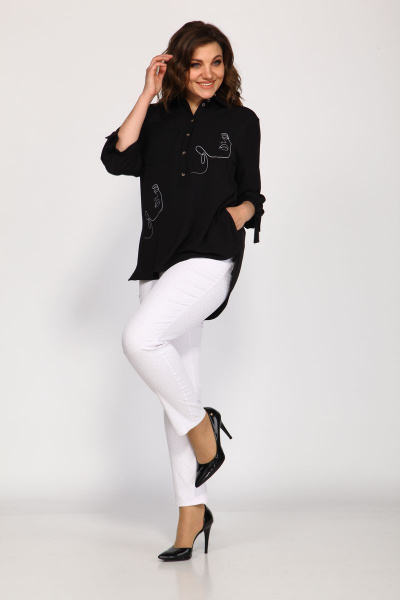 Блуза, брюки Klever 1514+275 белый+черный - фото 4